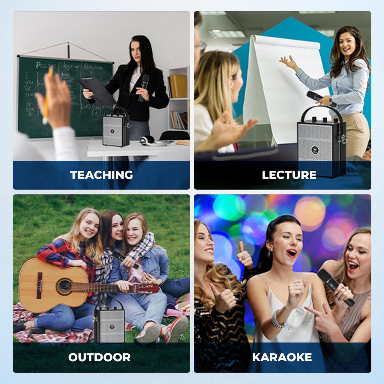 Alt view image 7 of 7 - W WINBRIDGE Wireless Voice Amplifier with Handheld Microphone, Portable Bluetooth Speaker Microphones with Teachers, Wireless Karaoke Mic for Singing, PA System with Echo & Sound Effects S98 Pro