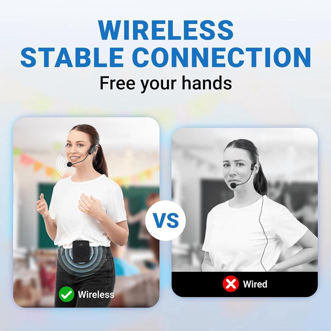 Alt view image 2 of 7 - W WINBRIDGE Voice Amplifier Wireless Microphone Headset, Original Sound Ultra Portable Microphone and Speaker,  Megaphone Speaker with Bluetooth Mic, PA System for Teachers Classroom Tour Guide B002