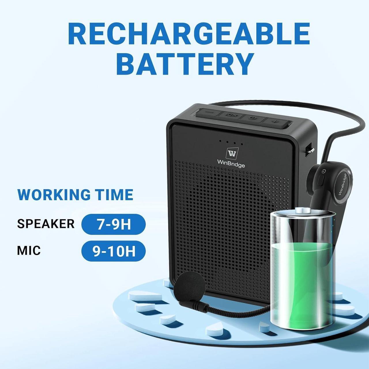 Alt view image 6 of 7 - W WINBRIDGE Voice Amplifier Wireless Microphone Headset, Original Sound Ultra Portable Microphone and Speaker,  Megaphone Speaker with Bluetooth Mic, PA System for Teachers Classroom Tour Guide B002