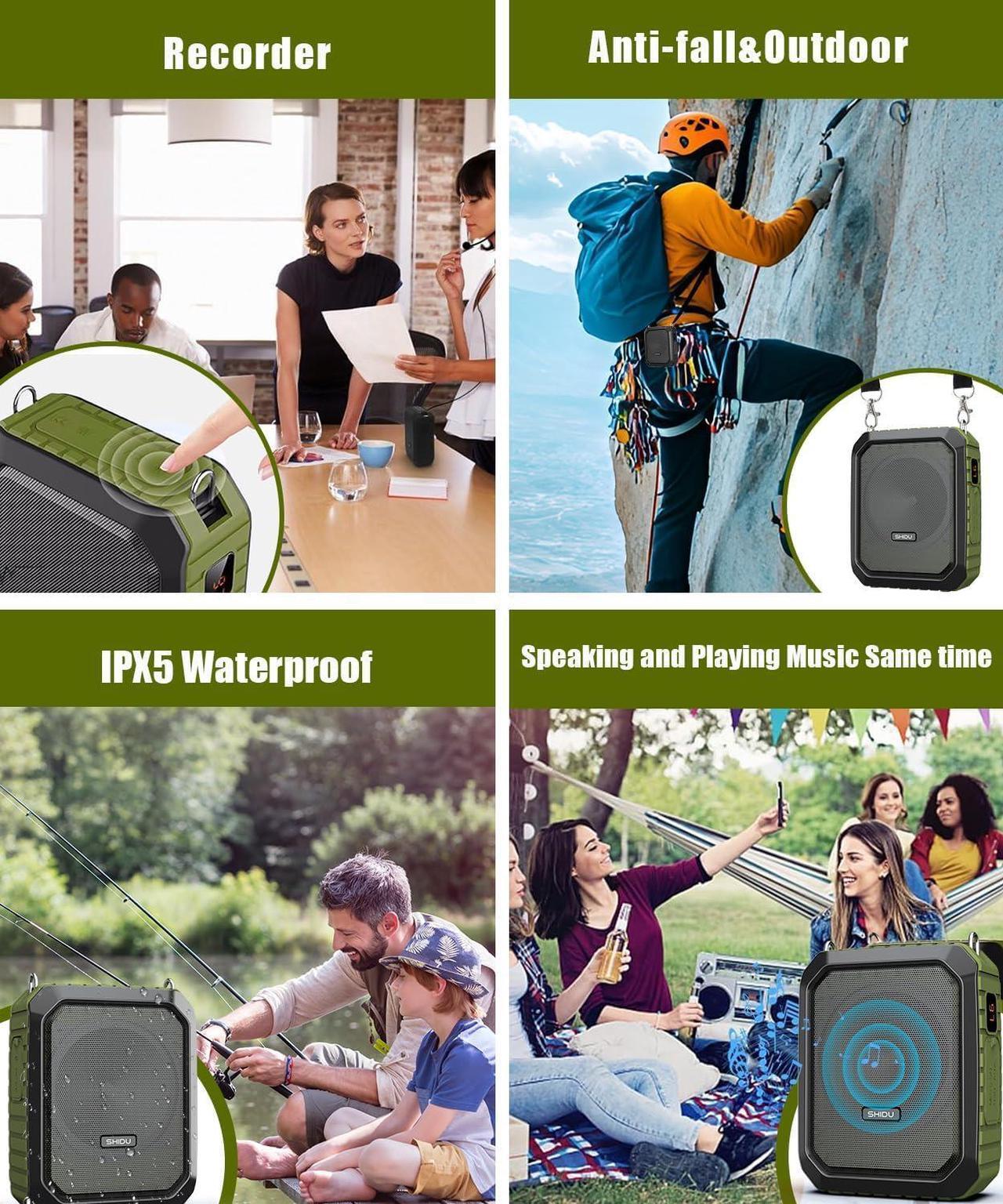 Alt view image 5 of 7 - W WINBRIDGE Voice Amplifier for Teachers, Portable Speaker with Wired Microphone, Personal PA System and Megaphone,  Feature Bluetooth, Record, Waterproof, for Teaching, Speech Tour Guide, M800 Green