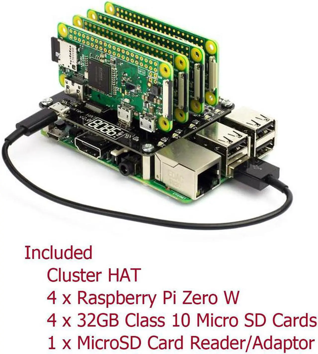 Main image of Cluster HAT Kit (includes 4 x Raspberry Pi Zero W)