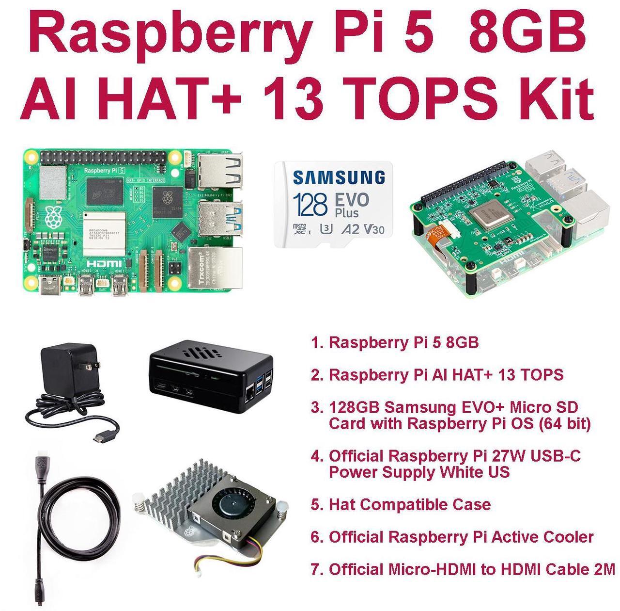 Main image of Raspberry Pi 5  8GB AI HAT+ 13 TOPS Kit