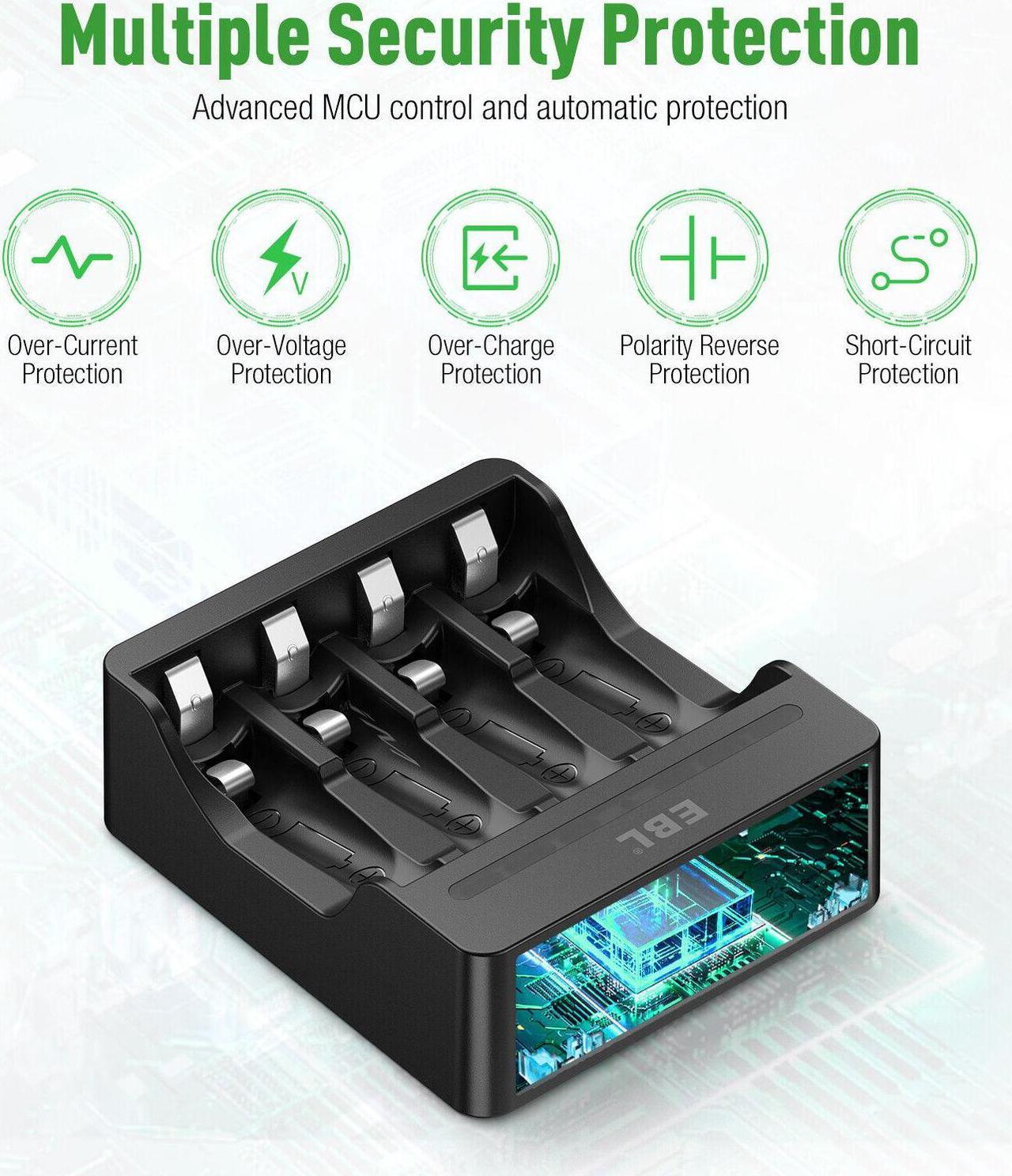 Alt view image 6 of 6 - 4Pcs 1.5V AA Lithium Rechargeable Battery 3000mWh Li-Ion Batteries Charger Combo