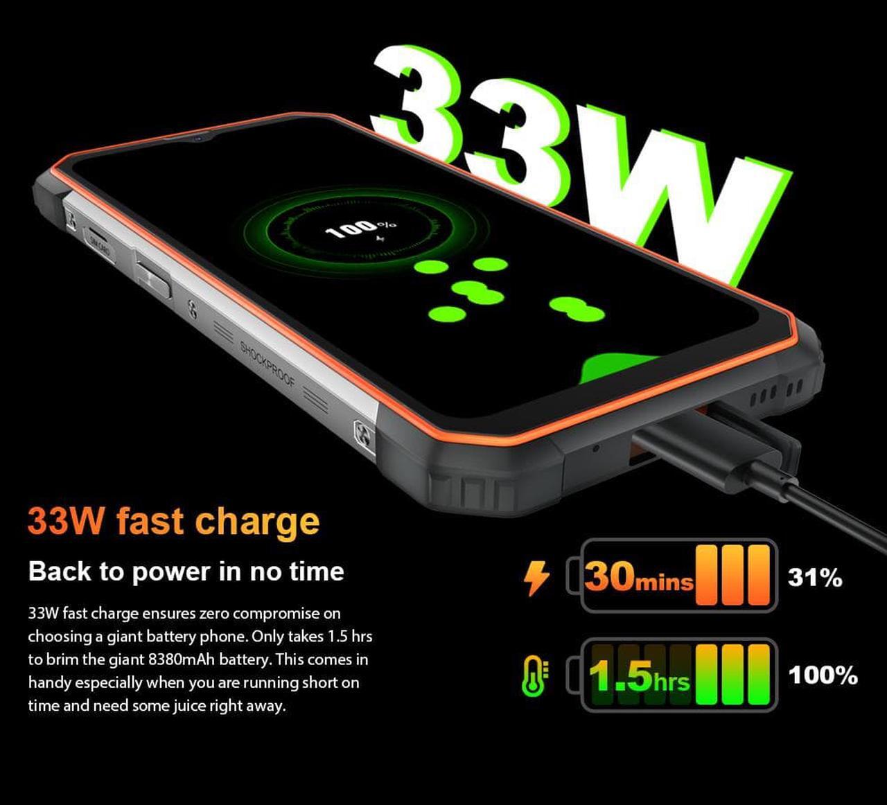 Alt view image 7 of 7 - Blackview BL8800 Rugged Phone Infrared Night Vision Camera 8GB + 128GB Smartphone (orange)