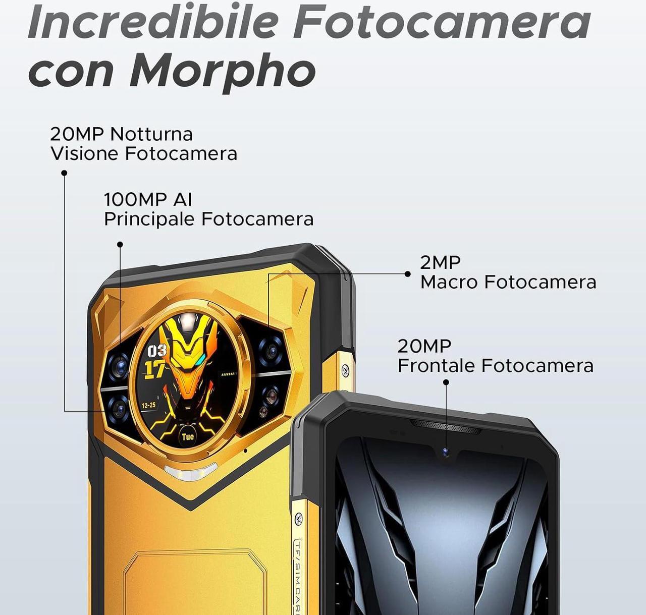 Alt view image 5 of 7 - DOOGEE S200 X Rugged Smartphone 5G, 32GB+512GB, 1.32 Rear Display, 10100mAh, 6.72 FHD+120Hz, Android 14, MTK Dimenth 7050 Octa-Core, 100MP+20MP+ 20MP Camera, WIFI6/NFC/BT5.2/GPS Yellow
