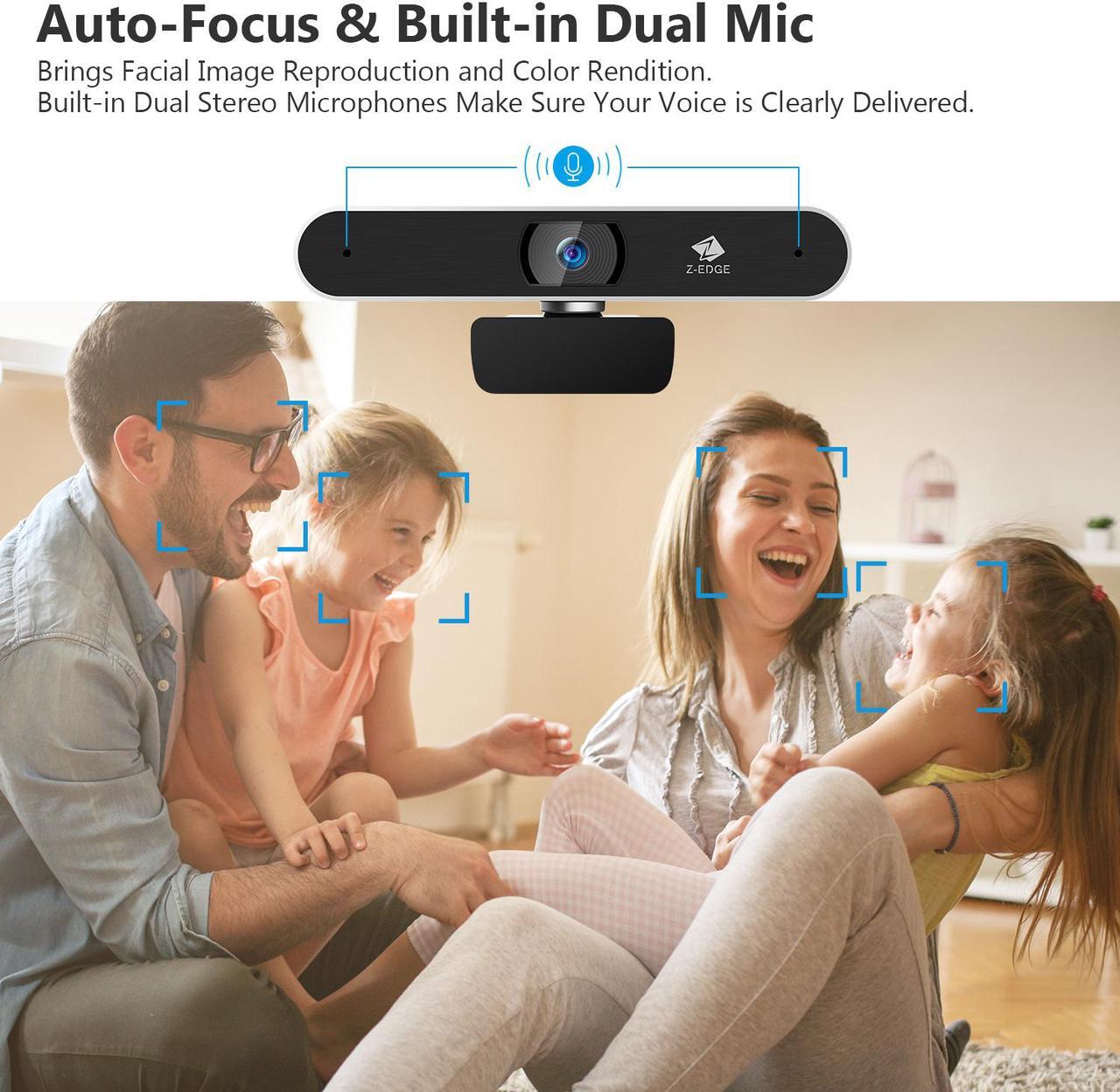 Alt view image 6 of 7 - Z-EDGE ZW511 Full HD 1080P Webcam Auto Focus Web Camera for PC/Desktop/Laptop, Built-in Dual Stereo Microphone, Plug & Play, Compatible with Windows/Android/MAC OS