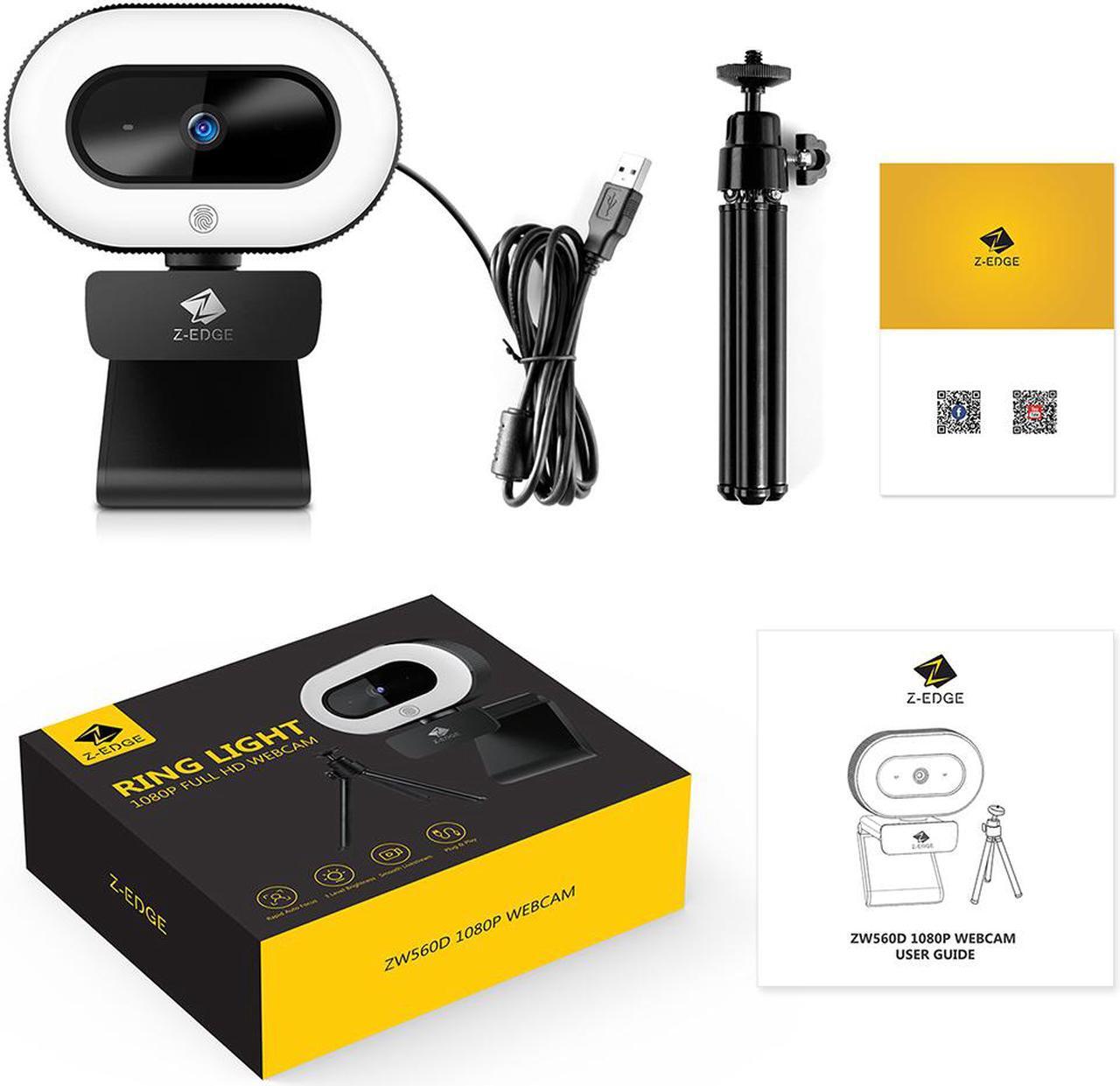 Alt view image 7 of 7 - Z-EDGE ZW560D Full HD 1080P Webcam Auto Focus Web Camera for PC/Desktop/Laptop, Built-in Full Directional Microphone, Plug & Play, Compatible with Windows/Android/MAC OS, With Tripod