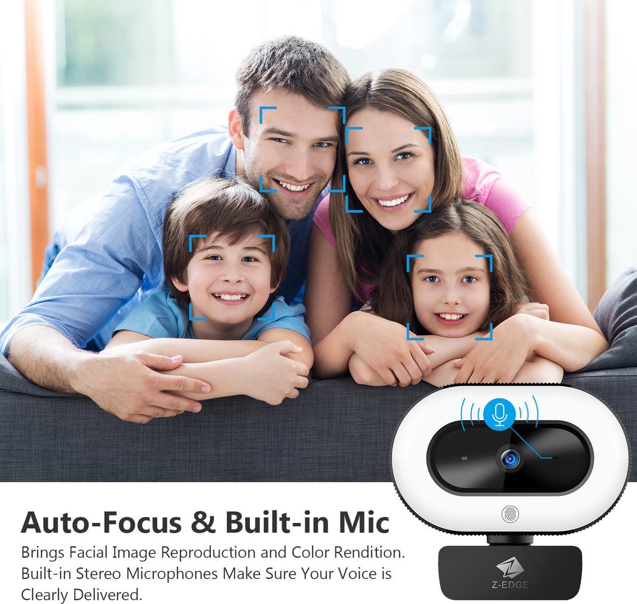 Alt view image 3 of 7 - Z-EDGE ZW560S QHD 2K Stream Webcam Auto Focus Web Camera for PC/Desktop/Laptop, Built-in Stereo Sound & Noise Reduction Mic, Plug & Play, Touch Control Ring Light, Compatible with Windows/Android/Mac