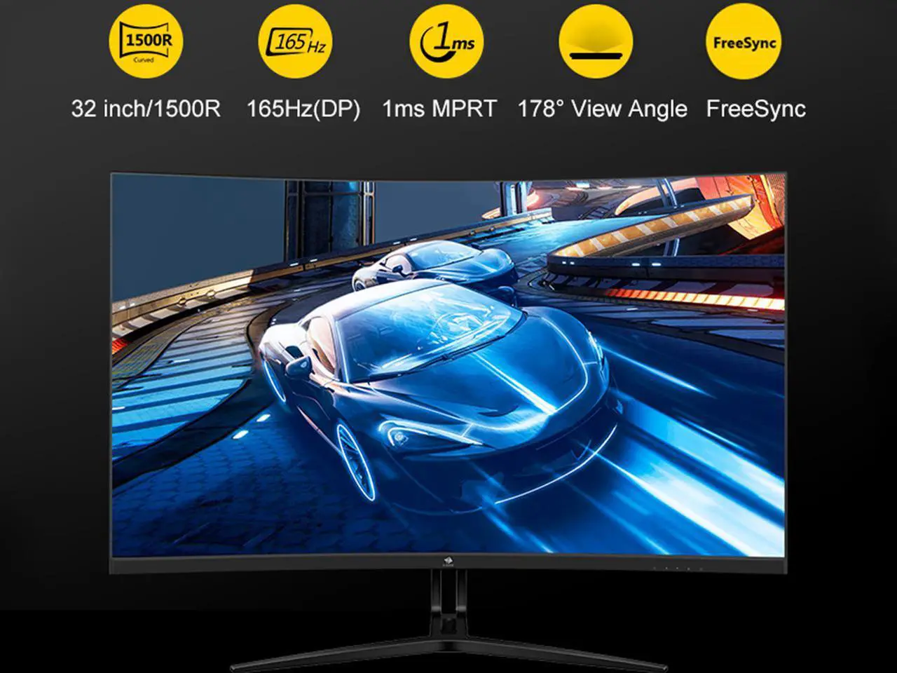 Alt view image 4 of 7 - Z-EDGE UG32 32" 1080P 165Hz 1ms 1500R Curved Gaming Monitor, HDR10 Compatible, FreeSync, HDMI x2, DisplayPort x2, 178° View Angle, with RGB Light, Built in Speakers, Eye-Care Technology