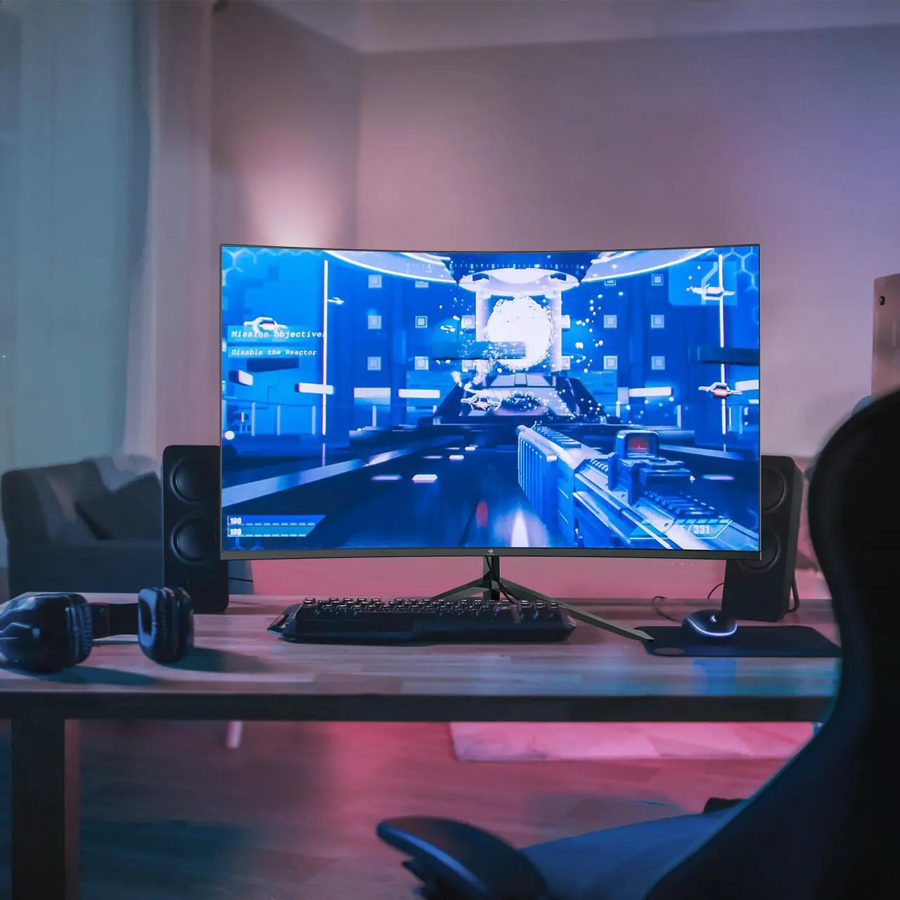 Alt view image 7 of 7 - Z-EDGE UG32F 32" 1080P 1920 x 1080 200Hz Curved Gaming Monitor, 300cd/m², FreeSync, HDMI x2, DisplayPort x1, HDR10, 178° View Angle, Built in Speakers, With RGB Breathing Light