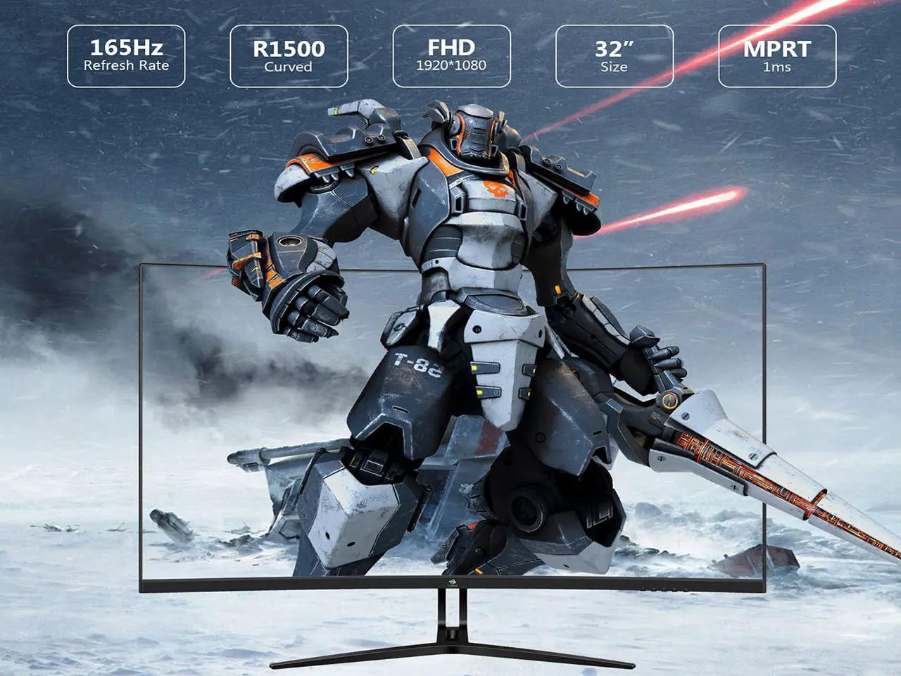 Alt view image 6 of 7 - Z-EDGE UG32 32" 1080P 165Hz 1ms 1500R Curved Gaming Monitor, HDR10 Compatible, FreeSync, HDMI x2, DisplayPort x2, 178° View Angle, with RGB Light, Built in Speakers, Eye-Care Technology