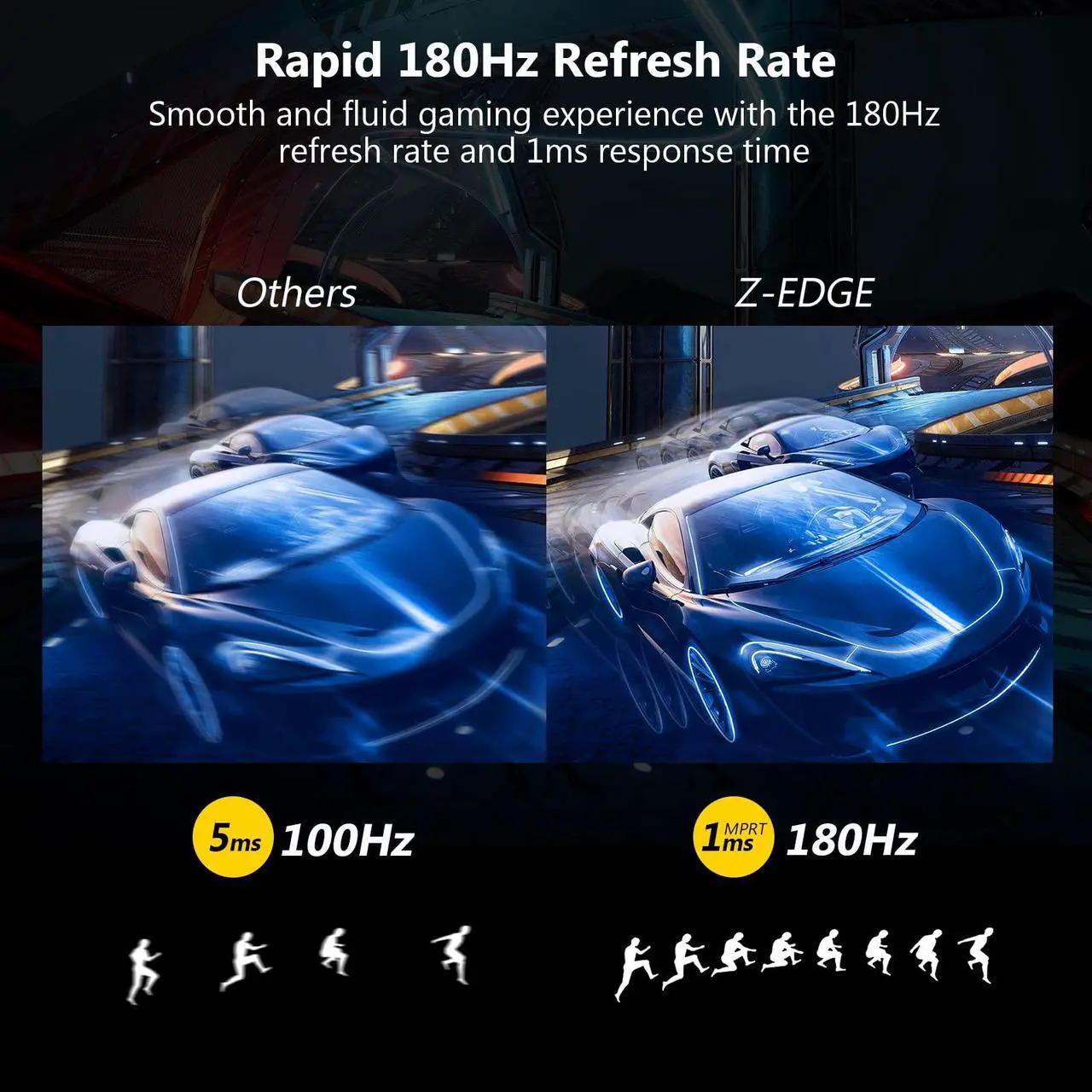 Alt view image 3 of 6 - Z-EDGE UG24 24" 1080P Full HD 180Hz 1ms Curved Gaming Monitor, FreeSync compatible, HDMI 2.0, DP 1.2, Eye Care with Ultra Low-Blue Light, Wall Mountable, Ultra Thin Frame