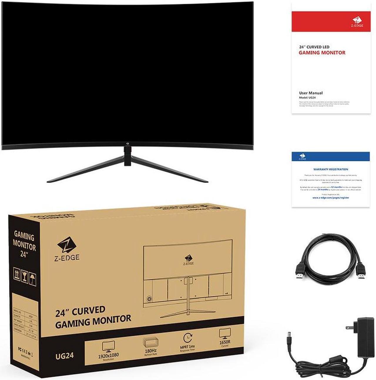 Alt view image 6 of 6 - Z-EDGE 24" 1080P Full HD 180Hz 1ms Ultra Thin Frame Curved Gaming Monitor, FreeSync Compatible, HDMI, DP