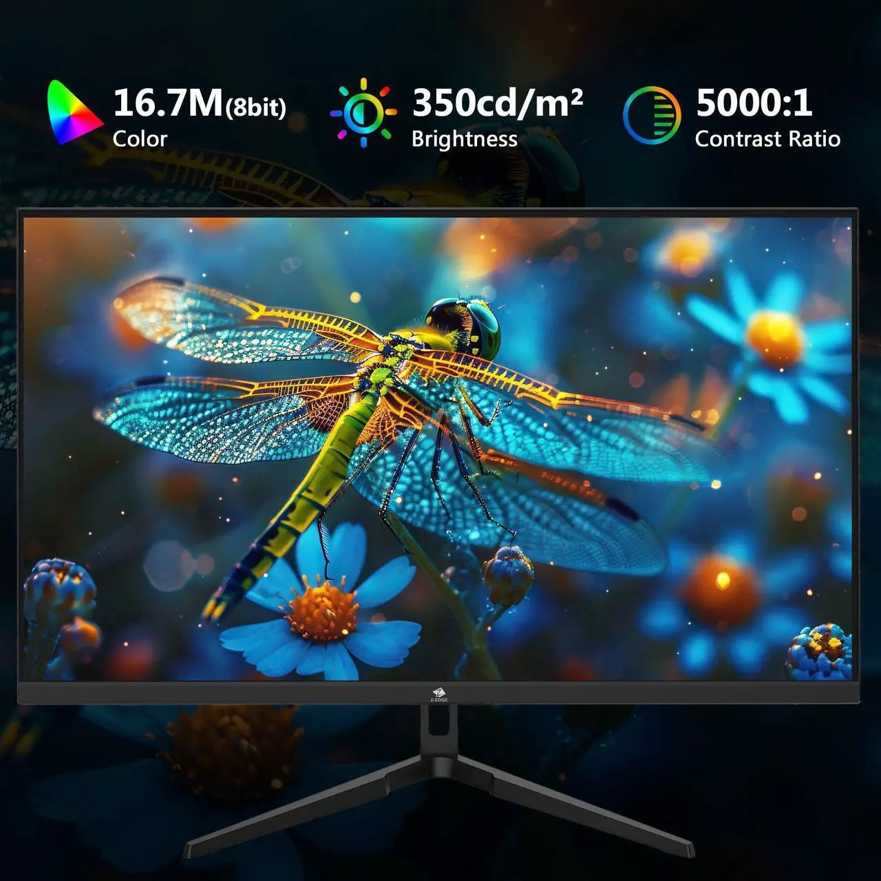 Alt view image 2 of 6 - Z-EDGE UG25F 24.5" 1080P Full HD Flat Panel 240Hz 1ms Gaming Monitor, 350cd/m², 16.7 Million Colors (8bit), HDMI x 2 / DP x 1, FreeSync Compatible, Support Wall Mount