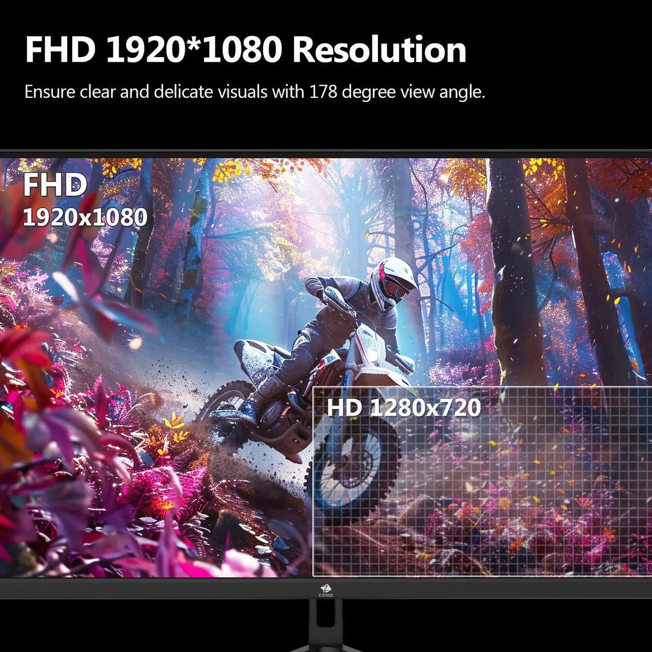 Alt view image 4 of 6 - Z-EDGE UG25F 24.5" 1080P Full HD Flat Panel 240Hz 1ms Gaming Monitor, 350cd/m², 16.7 Million Colors (8bit), HDMI x 2 / DP x 1, FreeSync Compatible, Support Wall Mount