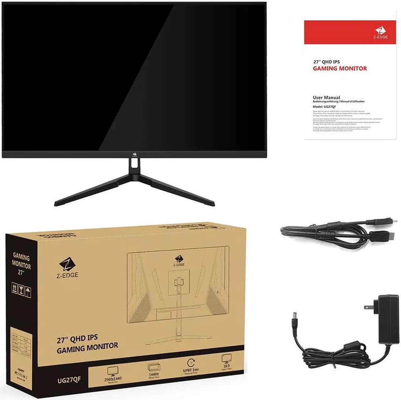 Alt view image 7 of 7 - Z-EDGE 27 inch 2K 2560 x 1440 QHD 144Hz 1ms IPS Gaming Monitor, FreeSync Compatible, 2 x HDMI 2.0, 2 x DP 1.4, Supports Wall Mount