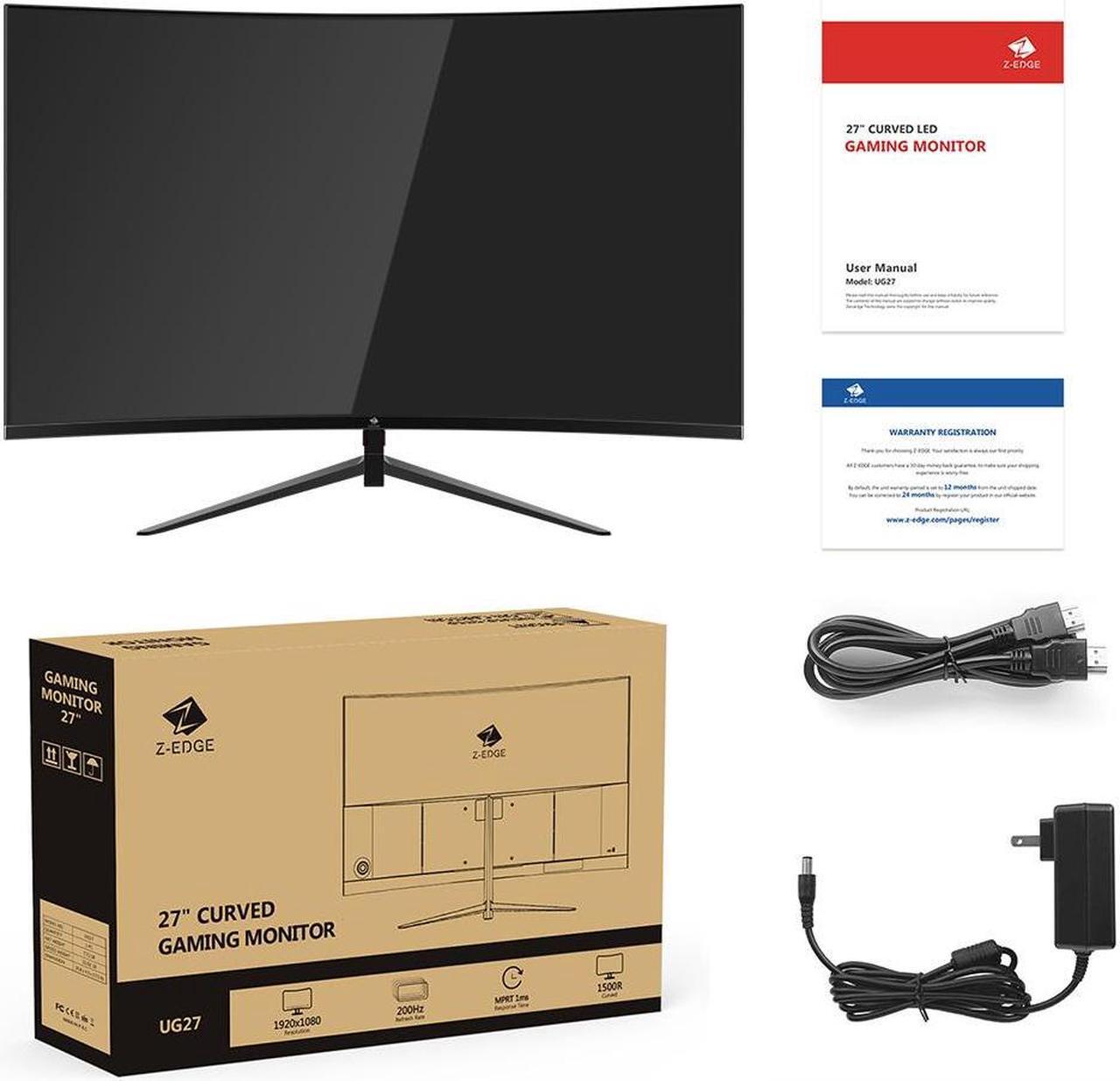 Alt view image 7 of 7 - Z-EDGE 27 inch 1920 x 1080 Full HD 200 Hz 1 ms Curved Gaming Monitor, HDMI 2.1, DP 1.4, Supports Wall Mount