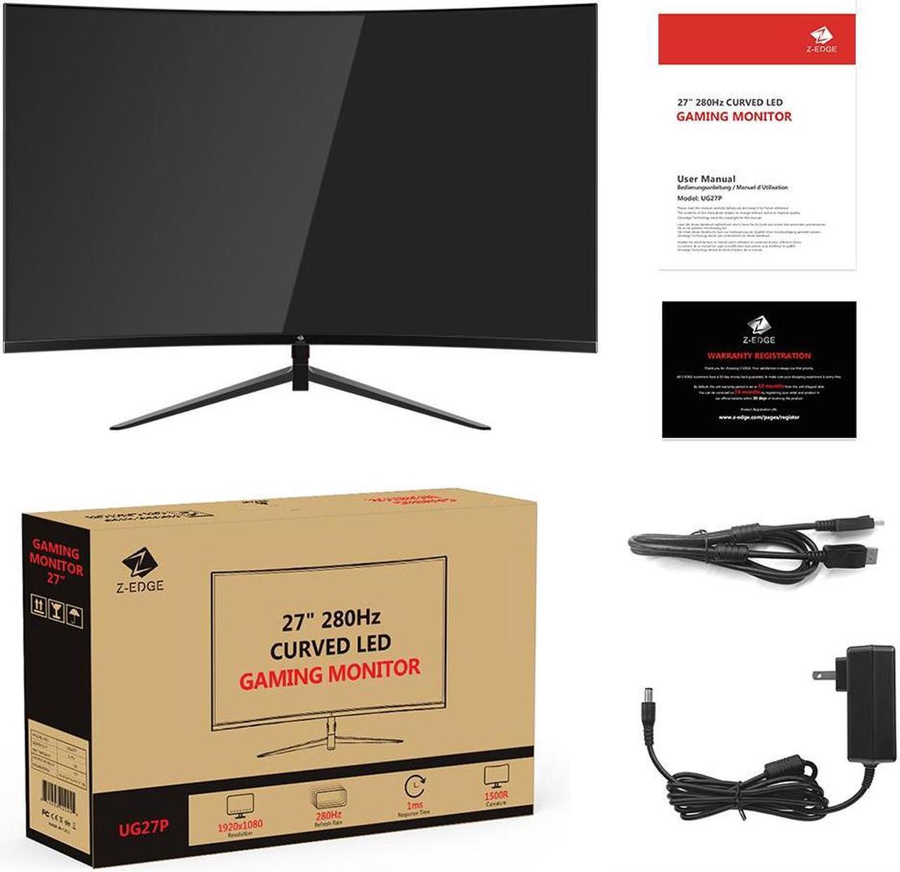 Alt view image 7 of 7 - Z-EDGE 27 inch 1080P Full HD 1920 x 1080 280 Hz 1 ms Curved Gaming Monitor, HDMI x 2, DP x 2, Supports Wall Mount