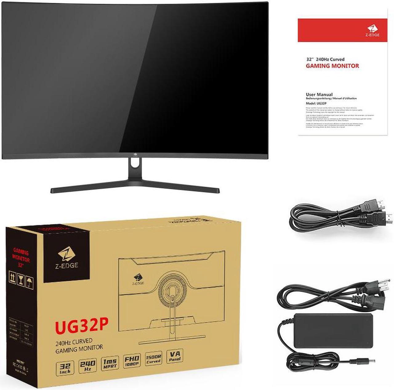 Alt view image 7 of 7 - Z-EDGE 32 inch 1080P Full HD 1920 x 1080 240 Hz 1 ms Curved Gaming Monitor, FreeSync Compatible, HDMI + DP, Support Wall Mount 75x75mm