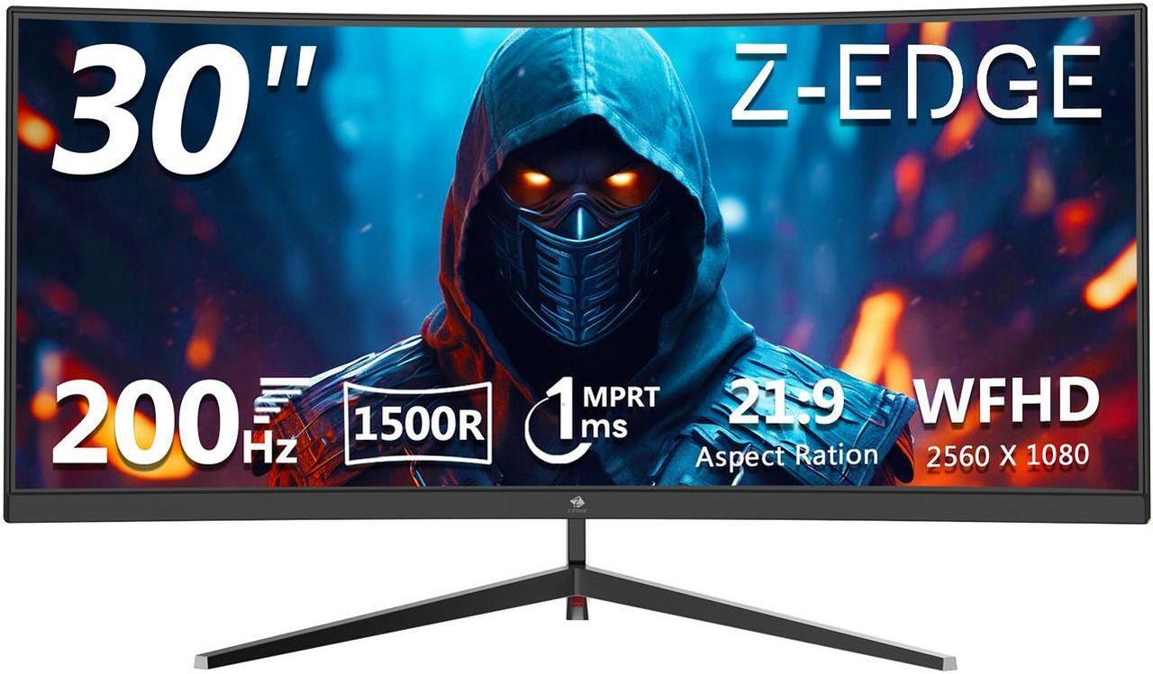 Main image of Z-EDGE UG30 30" Ultrawide 21:9 UWFHD 2560x1080 200Hz 1ms Curved Gaming Monitor, FreeSync Compatible, 2 x HDMI + 2 x DP, PIP & PBP Mode, Wall Mountable
