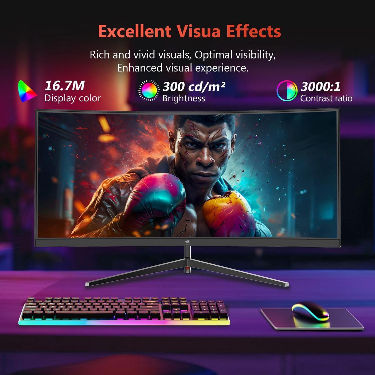 Alt view image 5 of 6 - Z-EDGE UG30 30" Ultrawide 21:9 UWFHD 2560x1080 200Hz 1ms Curved Gaming Monitor, FreeSync Compatible, 2 x HDMI + 2 x DP, PIP & PBP Mode, Wall Mountable