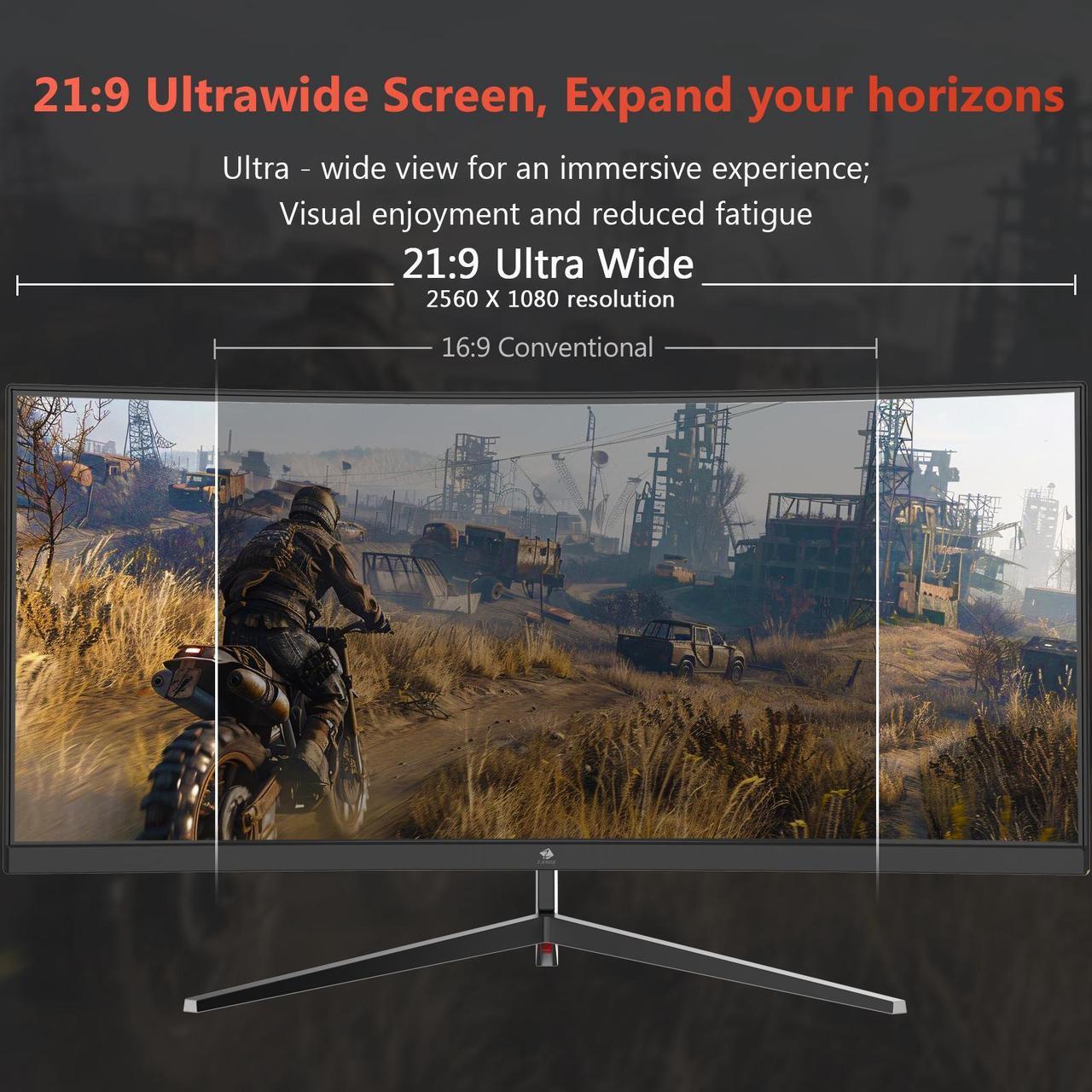 Alt view image 2 of 6 - Z-EDGE UG30 30" Ultrawide 21:9 UWFHD 2560x1080 200Hz 1ms Curved Gaming Monitor, FreeSync Compatible, 2 x HDMI + 2 x DP, PIP & PBP Mode, Wall Mountable