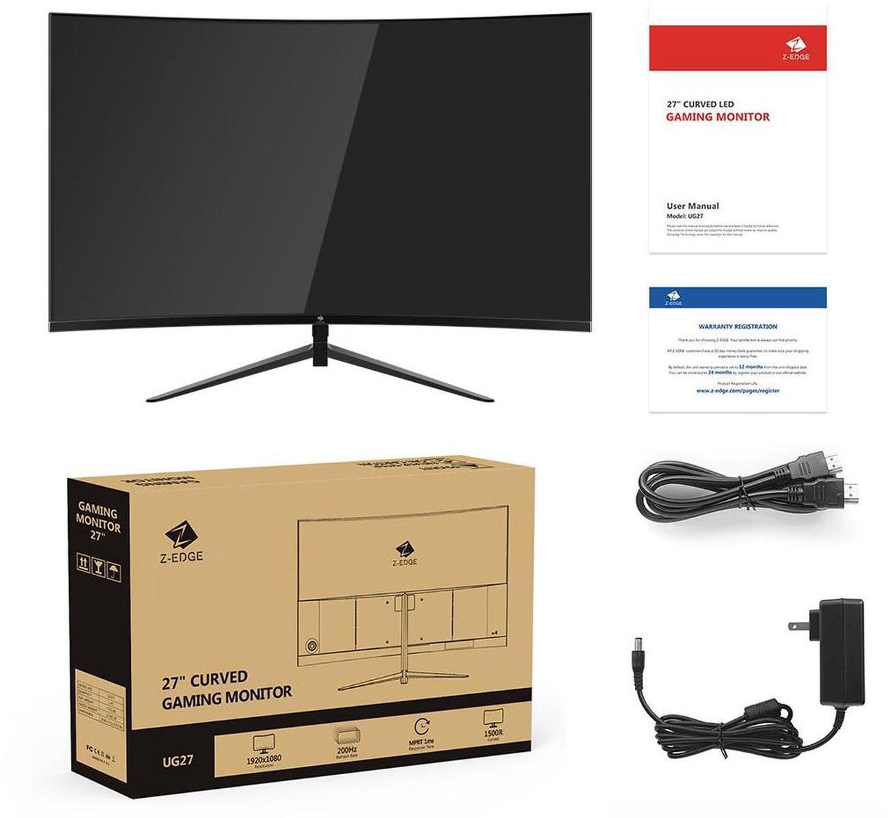 Alt view image 7 of 7 - Z-EDGE 27 inch 1080P Full HD 1920 x 1080 200Hz 1ms Curved Gaming Monitor, 16.7 Million Display Colors, FreeSync Compatible, Ultra-Slim Bezel, HDMI 2.1 + DP 1.4