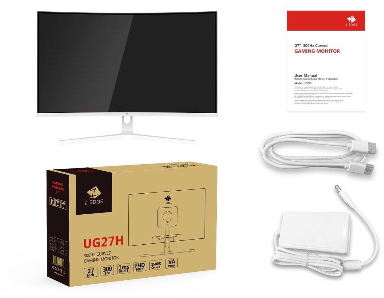 Alt view image 7 of 7 - Z-EDGE 27 inch 1080P Full HD 1920 x 1080 300Hz 1ms Curved Gaming Monitor, 16.7 Million Display Colors, FreeSync Compatible, Ultra-Slim Bezel, HDMI x 2 + DP x 2