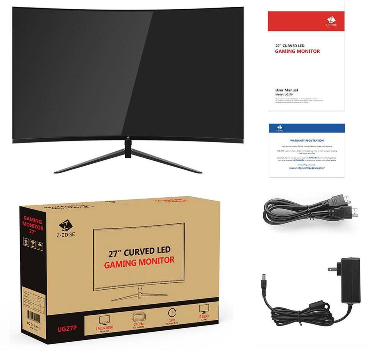Alt view image 5 of 12 - Z-EDGE UG27P 27" 1080P Curved Gaming Monitor, 280Hz, 1ms, 350cd/m², HDR10, FreeSync Compatible, 2 x HDMI 2.0, 2 x DP 1.2, Support Wall Mount