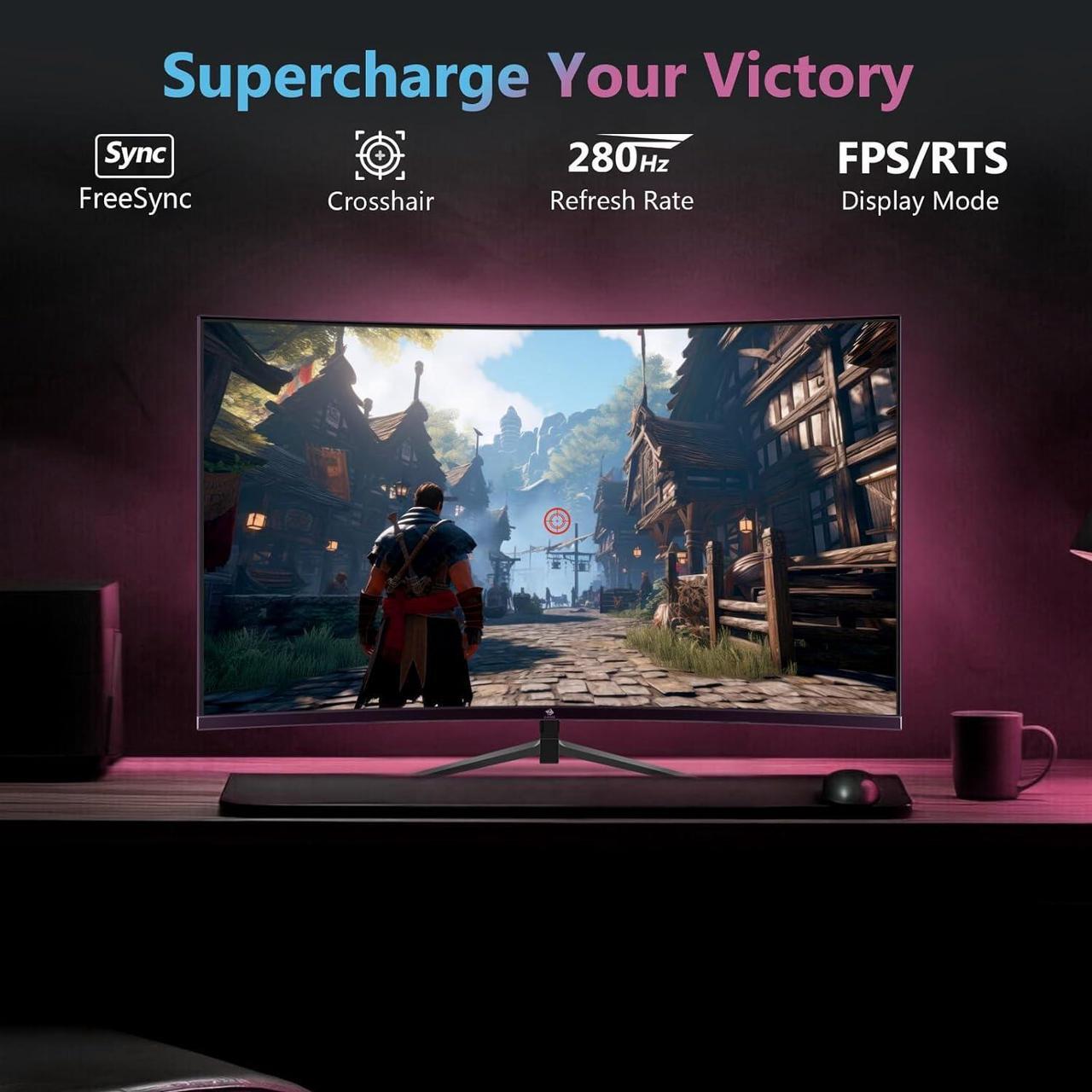 Alt view image 4 of 12 - Z-EDGE UG27P 27" 1080P Curved Gaming Monitor, 280Hz, 1ms, 350cd/m², HDR10, FreeSync Compatible, 2 x HDMI 2.0, 2 x DP 1.2, Support Wall Mount
