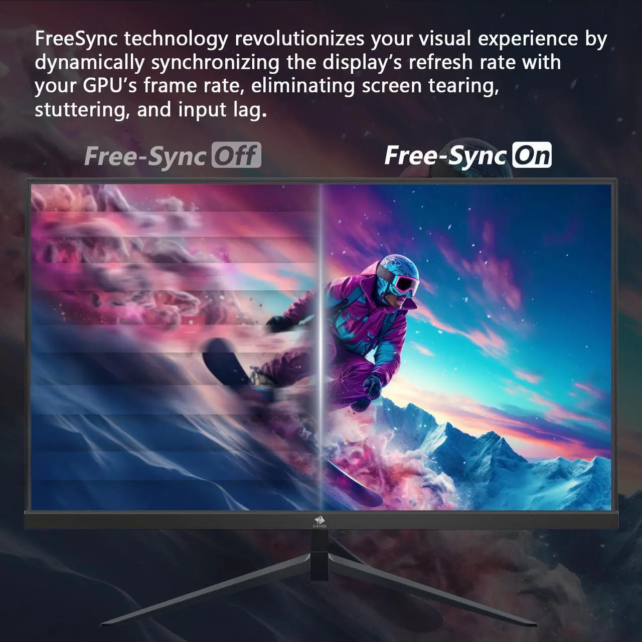 Alt view image 6 of 7 - Z-EDGE 24.5" 1080P Full HD 300Hz (DP) 240Hz (HDMI) 1ms IPS Gaming Monitor, HDMI x2, DP x2
