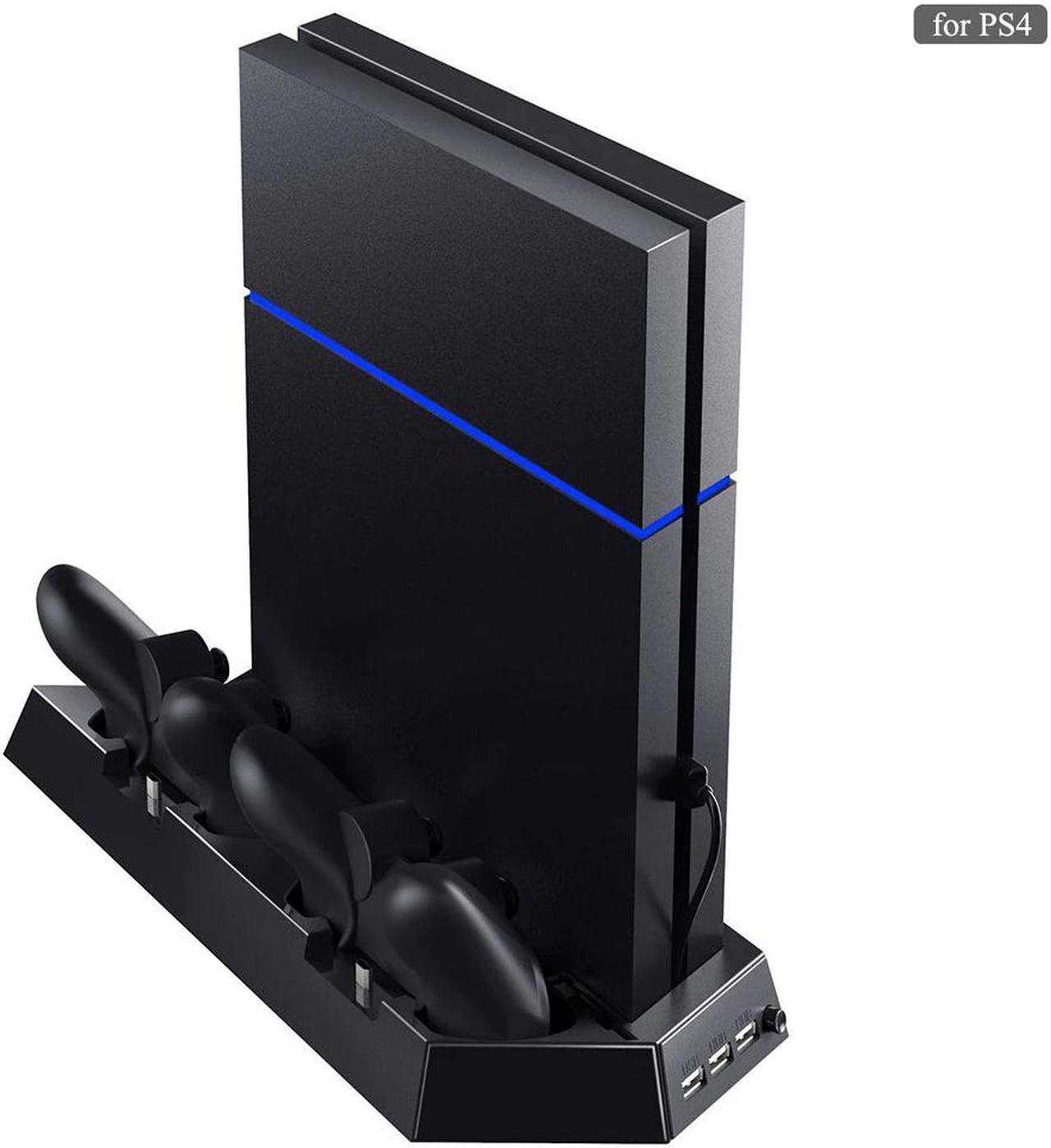 PS4 Vertical Stand with Cooling Fan Cooler Dual Controller Charger Dock Charging Station 3 USB Ports Hub for SONY Playstation 4