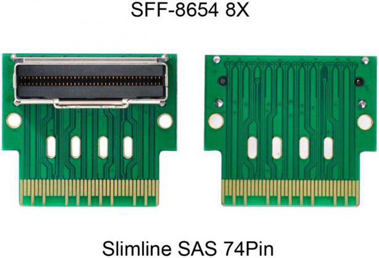 Chenyang Cable PCI-E Slimline SAS 4.0 SFF-8654 8i 74pin to SFF-8654 74pin Male to Female Extender Adapter Angled Test Tools