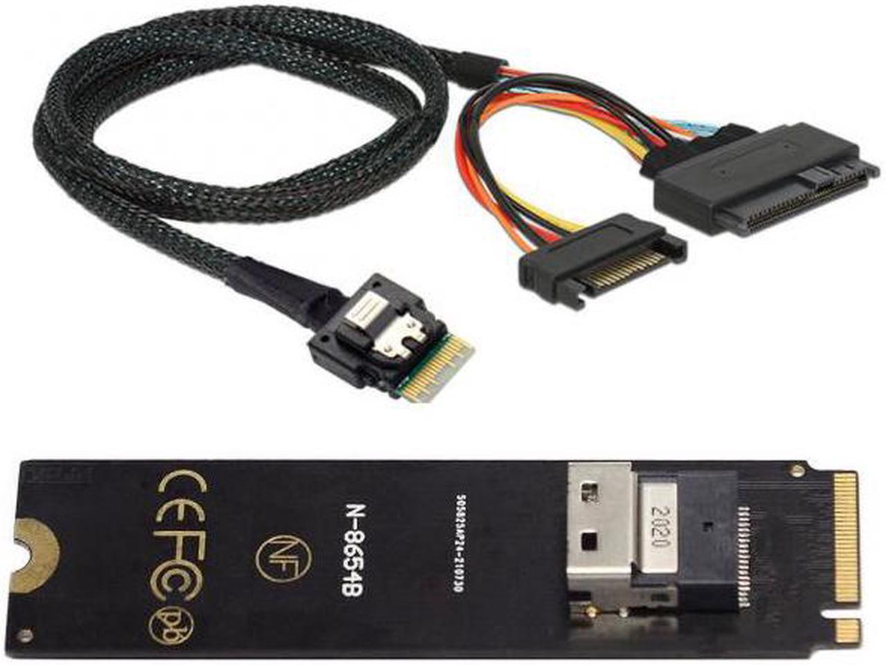 Chenyang NGFF M-Key NVME to SFF-8654 Slimline SAS Card Adapter and U.2 U2 SFF-8639 NVME PCIe SSD Cable for Mainboard SSD