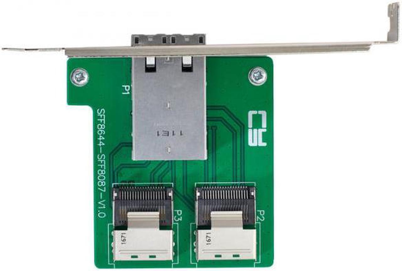 Chenyang SF-019 Dual Ports Mini SAS HD SFF-8644 To Internal Mini SAS SFF-8087 PCBA Female Adapter With Low Profile Bracket