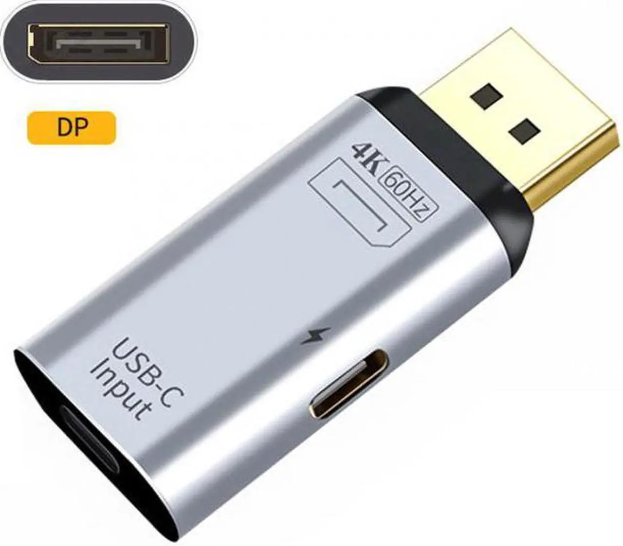 Alt view image 2 of 7 - CYSM USB-C Type C Female Source to Displayport DP Sink HDTV & PD Power Adapter 4K 60hz 1080p for Phone & Laptop