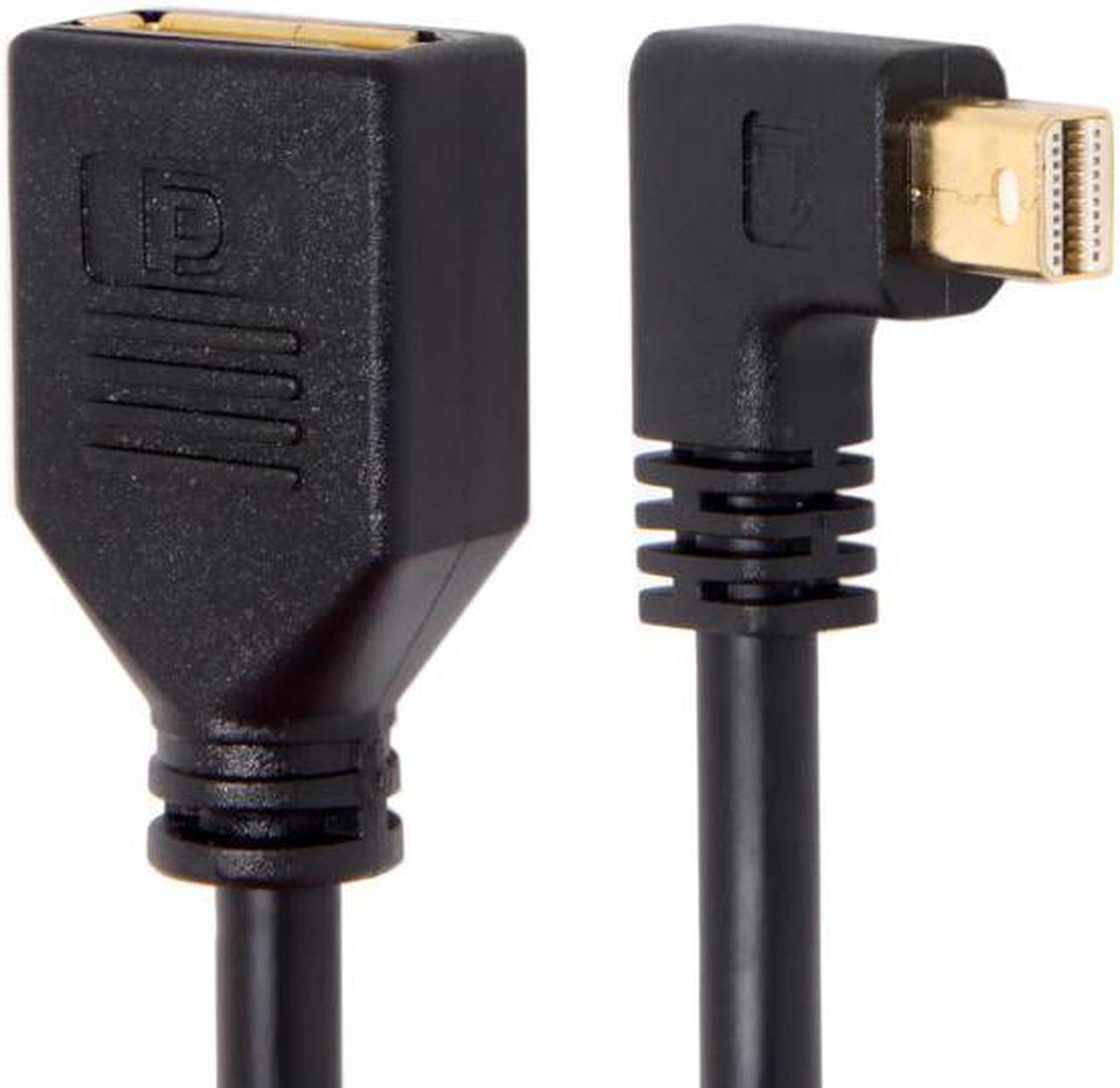 Chenyang Cable Left Angled Mini DP DisplayPort 90 Degree to DisplayPort  Female Cable for Displays Monitors