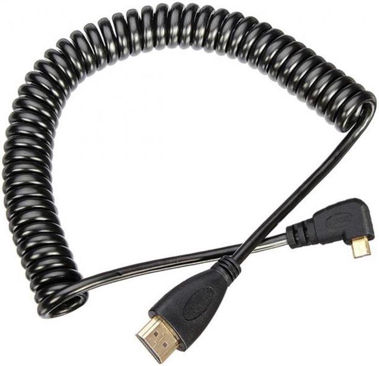 Chenyang Cable Stretch Left Angled 90 Degree Micro HDMI to HDMI Male HDTV Cable for Cell Phone & Tablet & Camera