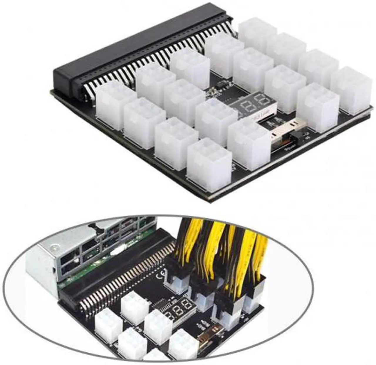 Alt view image 5 of 7 - Cablecc CY PW-001 1200W Server PSU Power Supply Breakout Board Adapter with 17 Ports ATX 6 Pin for DPS-800GB 1200FB 1200QB