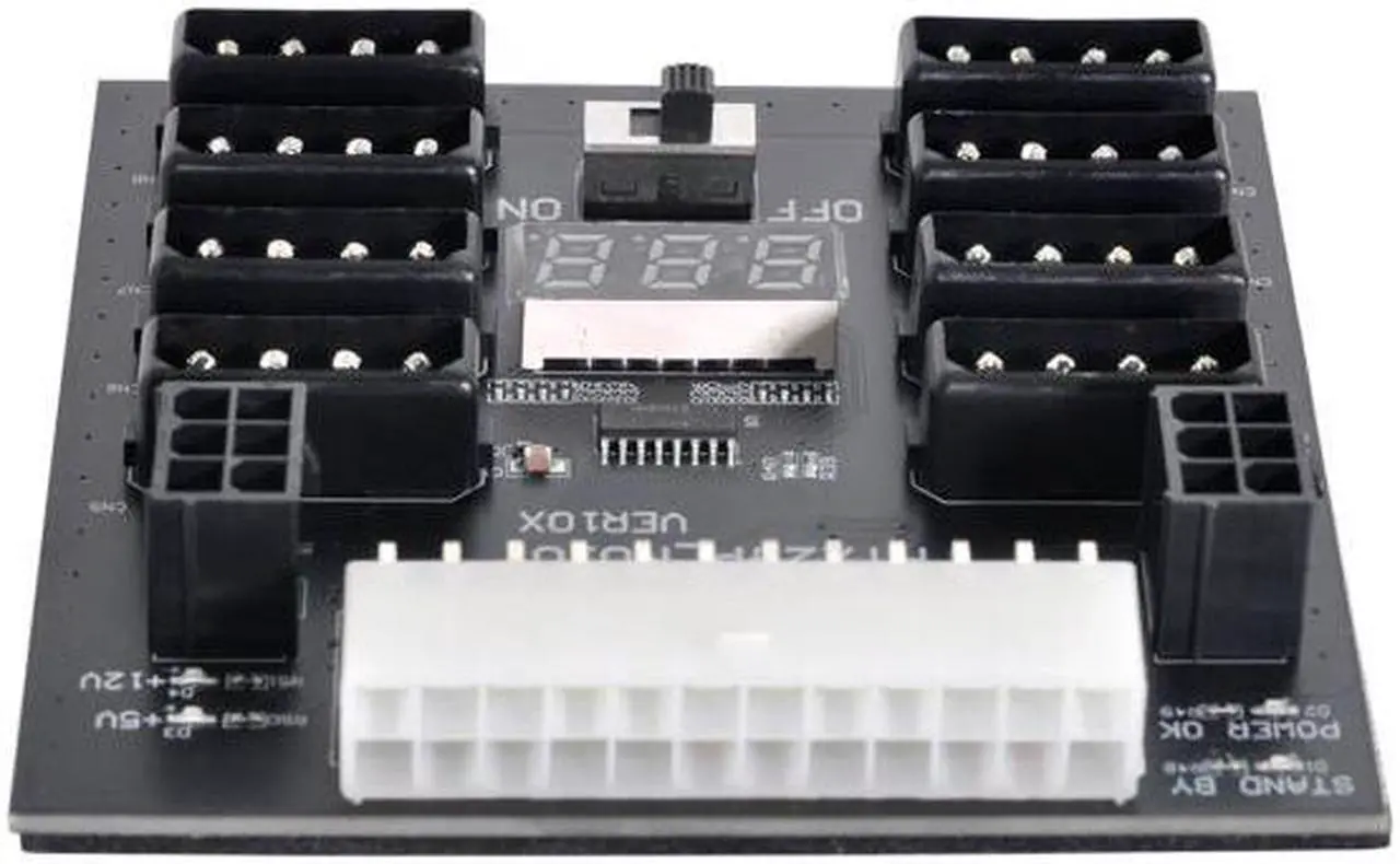 Alt view image 7 of 7 - CYSM ATX PSU Server Power Board 24Pin to IDE 8x 4Pin +2x 6Pin Power Supply Board for CHIA ETH BTC Mining Miner