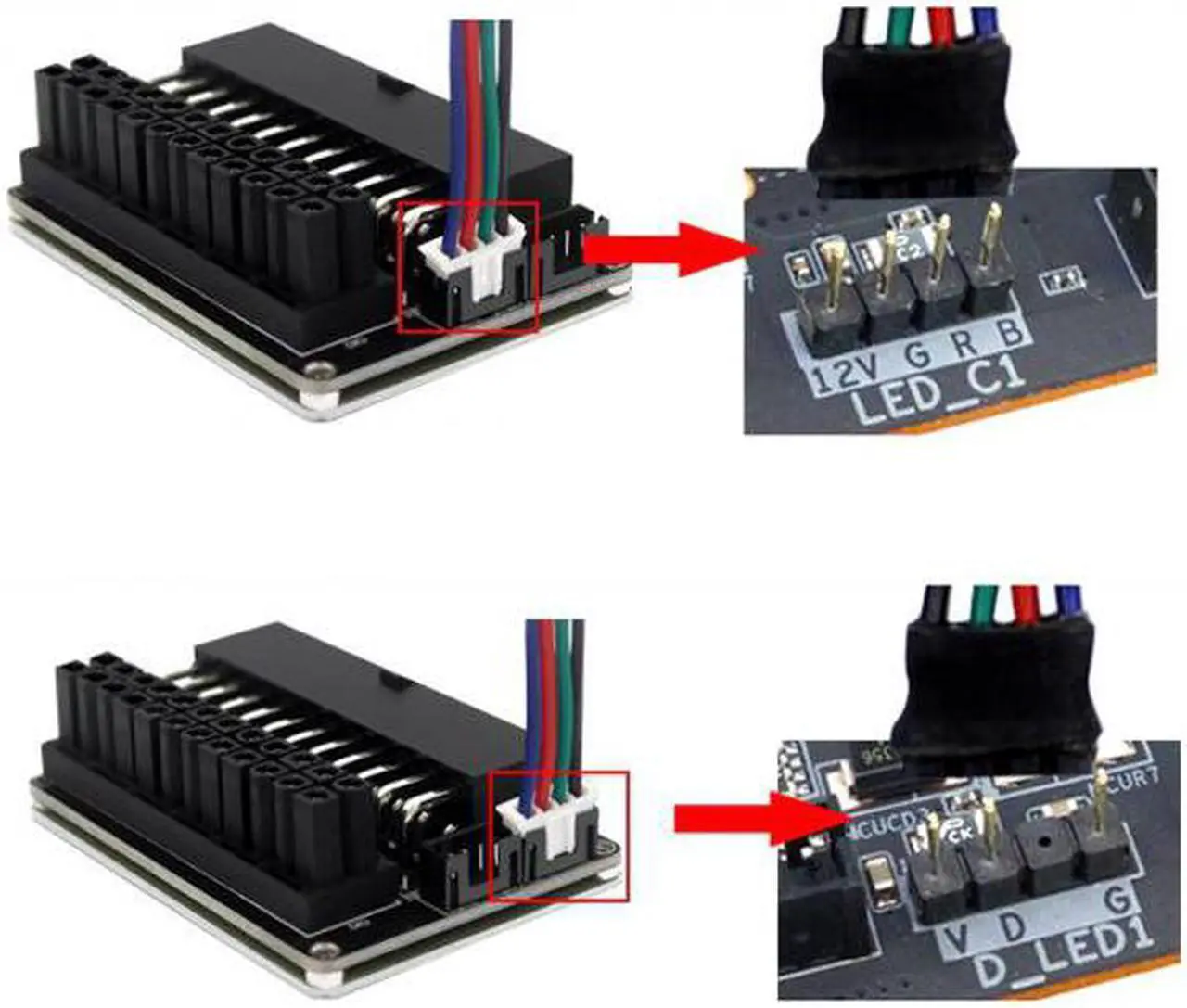 Alt view image 6 of 7 - CYSM ATX 24Pin Female to 24pin Male 90 Degree Power Adapter Mainboard Motherboard With RGB Led for Desktops PC Supply