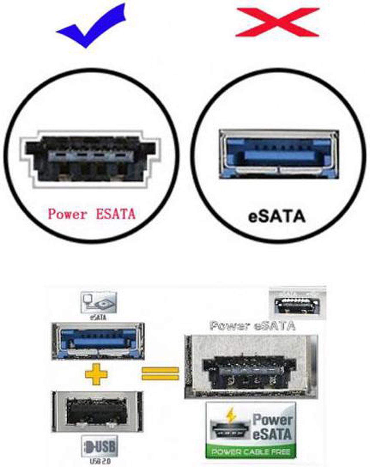 Chenyang Cable 50cm Dual Power 12V and 5V eSATAp Power ESATA USB 2.0 combo to 22Pin SATA cable for 2.5" 3.5" Hard Disk Drive