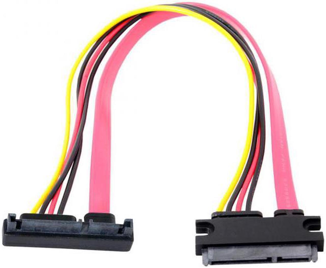 Chenyang Cable Down Angled SATA III 3.0 7+15 22 Pin SATA Male to Female Data Power Extension Cable 30cm