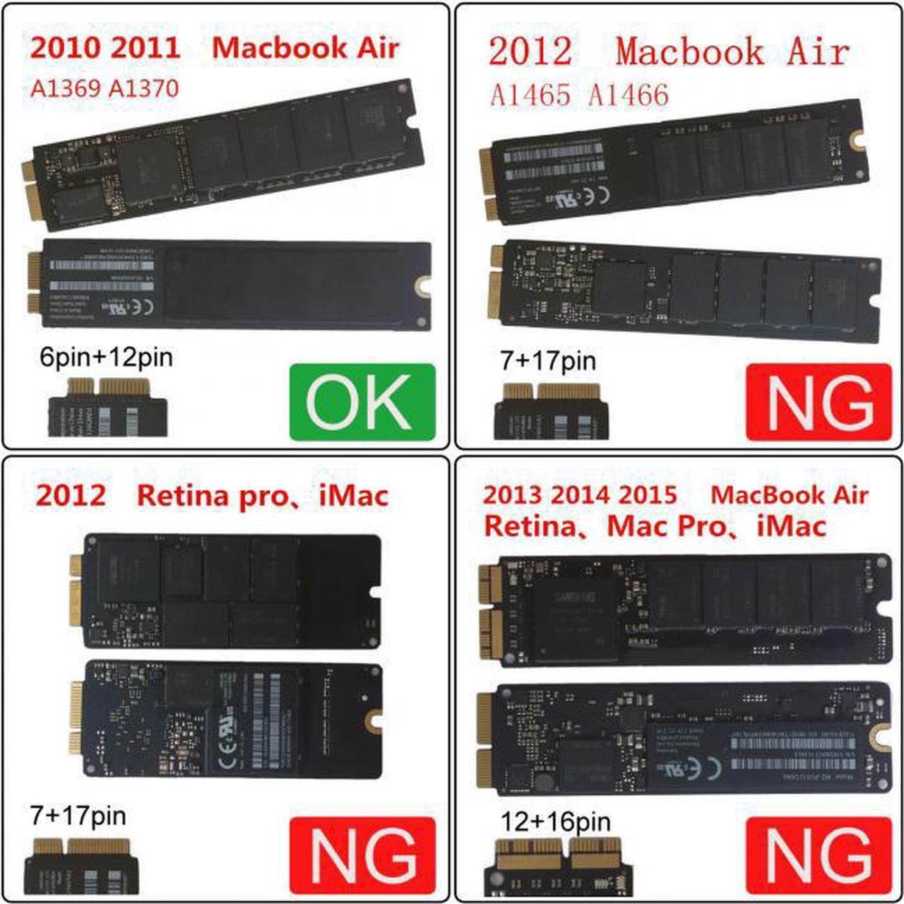 Alt view image 7 of 7 - Cablecc CY SA-071 PCBA 12+6pin SSD HDD to SATA 22Pin Hard Disk Cartridge Drive for Apple 2010 2011 Macbook Air A1369 A1370 SSD