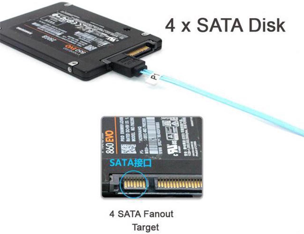 Chenyang Cable Internal SAS 4 SATA Host to 4 SATA 7pin Target Hard Disk 6Gbps Data Server Raid Cable 50cm