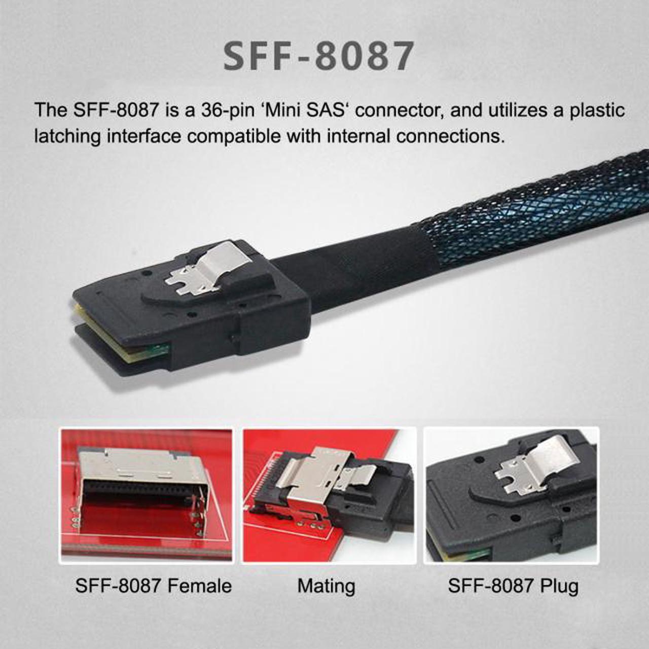 Chenyang Cable PCI-Express 4.0 Slimline SAS SFF-8654 to Mini SAS SFF-8087 PCBA Female Adapter With Bracket