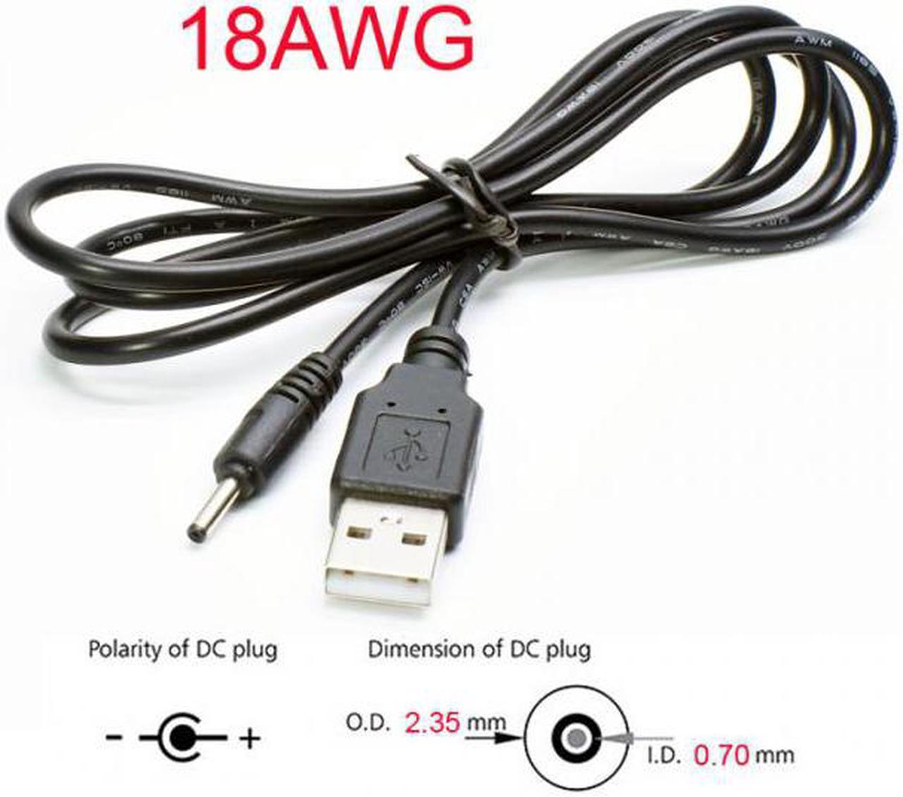 Chenyang Cable 18AWG 0.75mm*2 USB 2.0 A Type Male to DC 2.50mm 2.35mm 0.7mm Power Plug 5V Cable 100cm