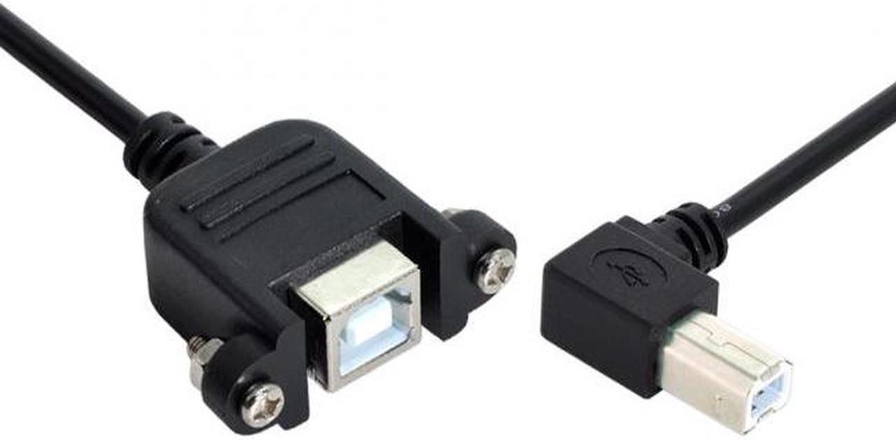 Chenyang Cable 90 Degree Right Angled USB B Type Male to Female extension cable with screws for Panel Mount 50cm