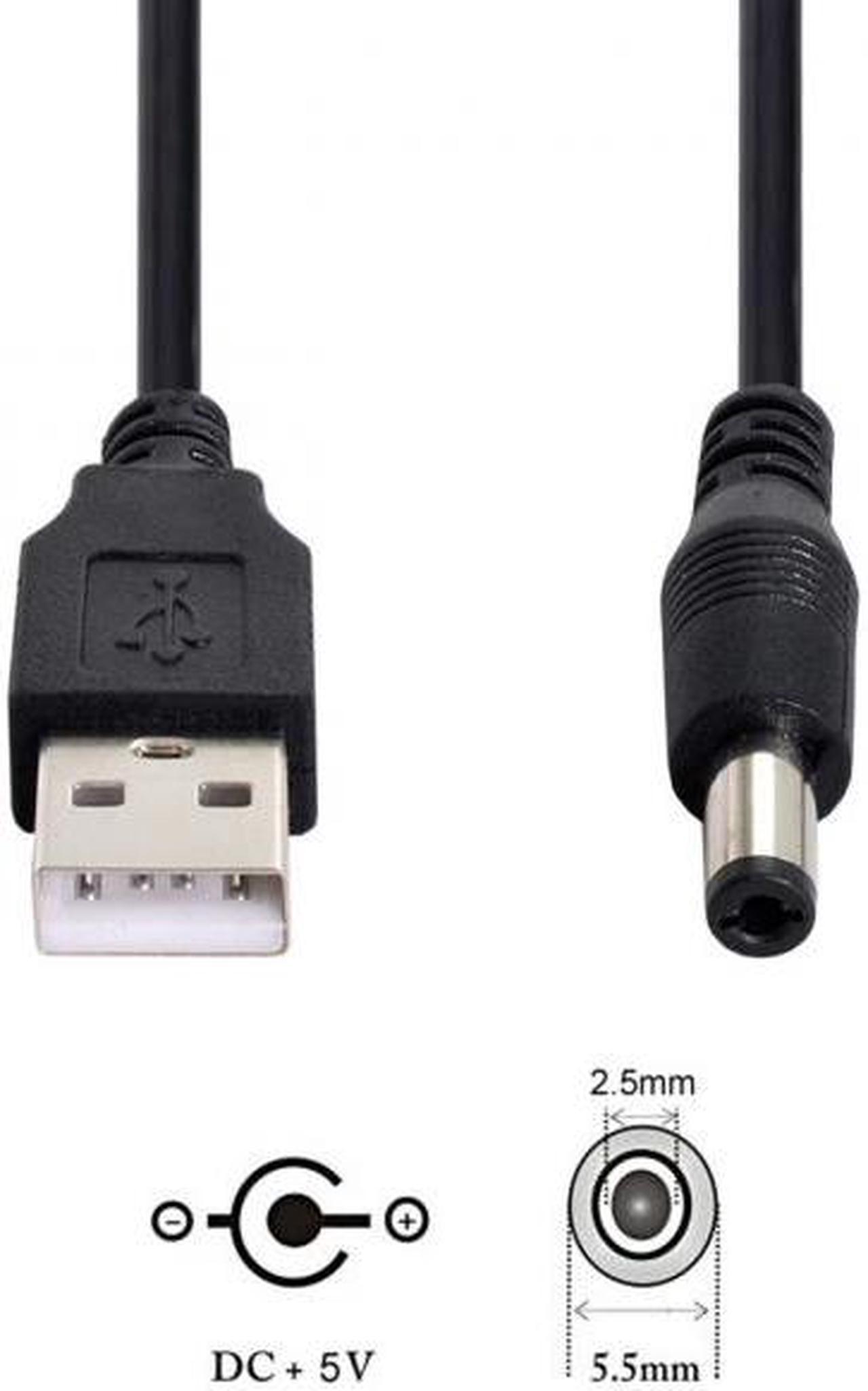 Chenyang Cable USB 2.0 A Type Male to 5.5 x 2.5mm DC 5V Power Plug Barrel Connector Charge Cable 100cm