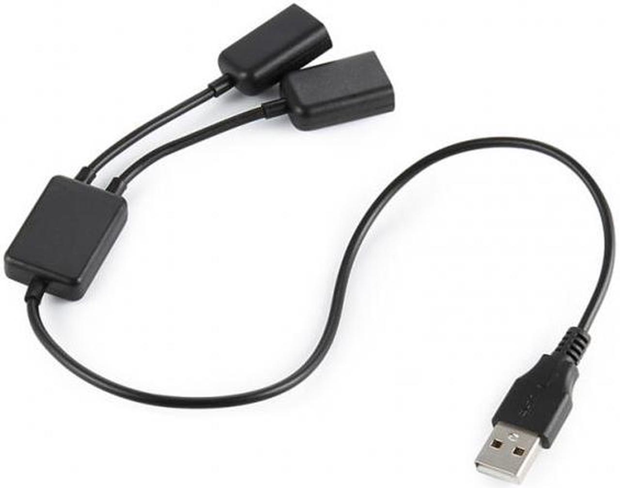 Chenyang Cable Black USB 2.0 Dual Ports Hub Cable Bus power For Laptop Macbook Notebook PC & Mouse & Flash Disk